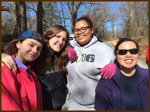 Volunteers from Grand Center Arts Academy High School in St. Louis help clean up sinkholes in Perry County, 2016.