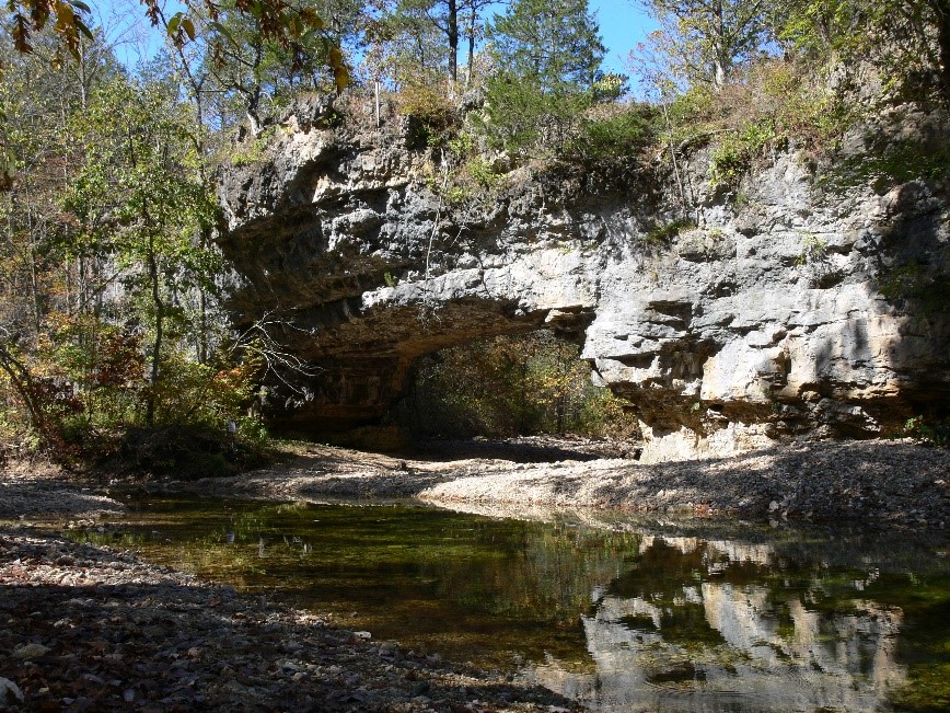 natural bridge at Clifty Creek Natural Area in Missouri