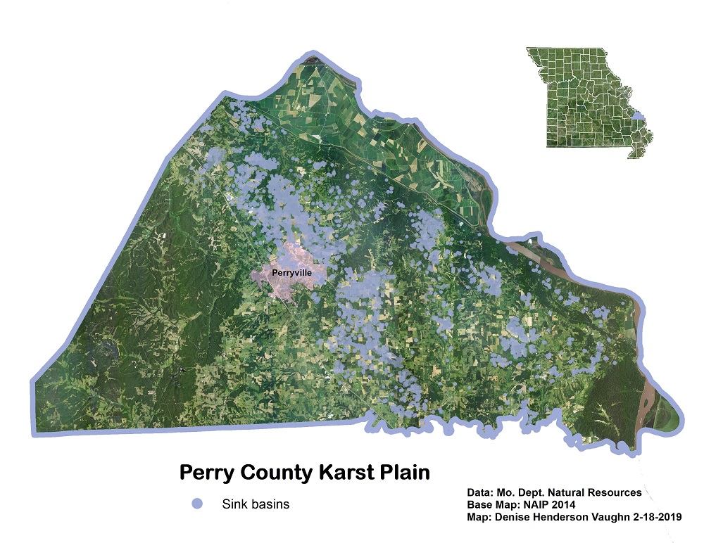 map of karst in Perry County Missouri