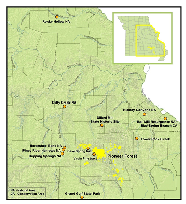 map of L-A-D Foundation properties other than Pioneer Forest