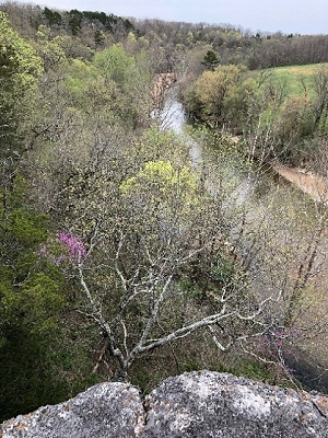 Piney River Narrows showing rock formations above creek