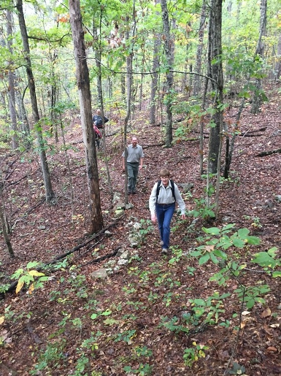 three hikers in Pioneer Forest