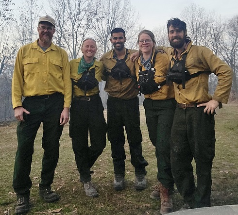 four-person fire crew with supervisor